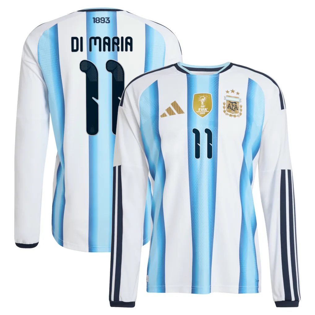 Argentina Home Authentic Shirt 2026 - Long sleeve with Di Maria #11 printing Soccer Football Jersey