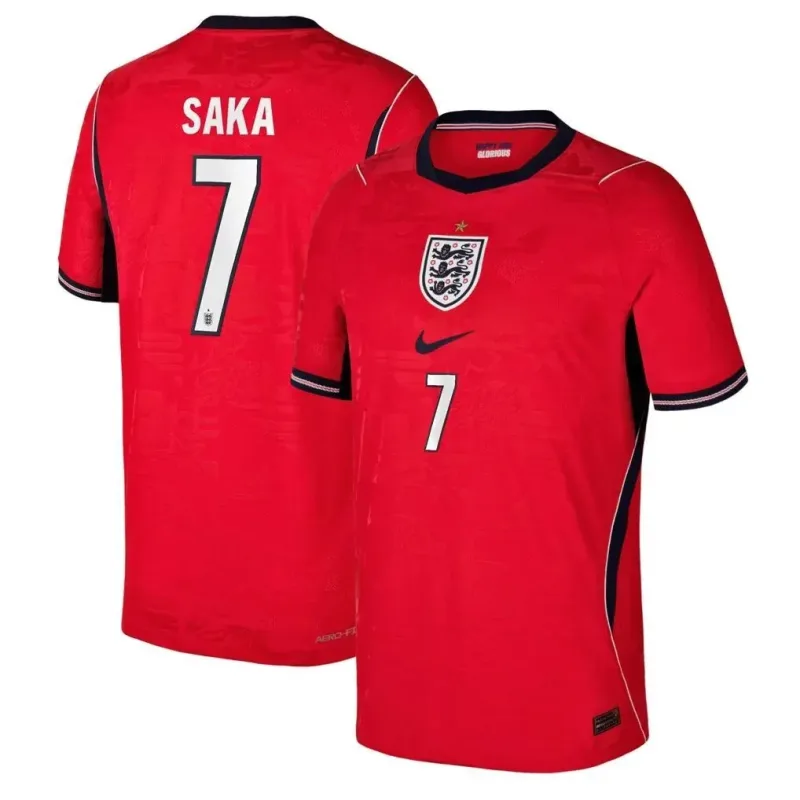 Bukayo Saka #7 Inglaterra fora da camisa de futebol da Copa do Mundo de 2026