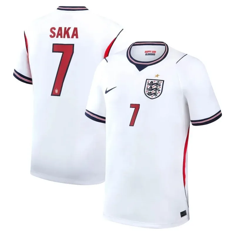 Bukayo Saka #7 Inglaterra Início Stadium Camisa de futebol da Copa do Mundo de 2026